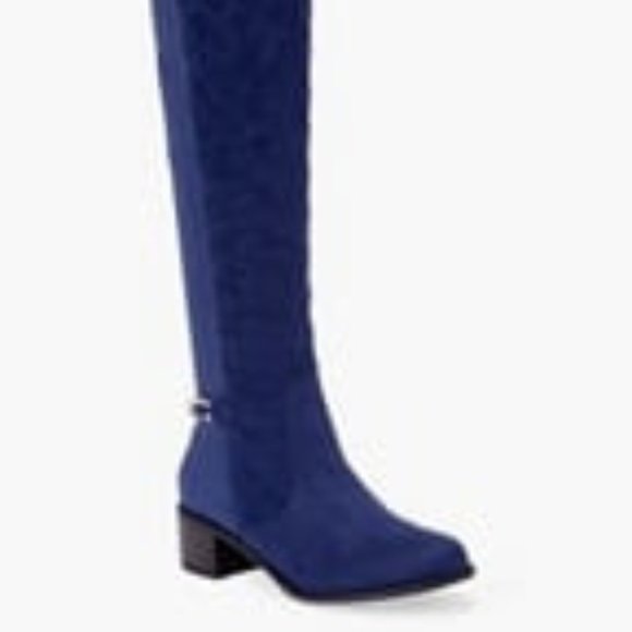 JustFab Shoes - Blue Faux Suede Quilted Riding Boot. Argo by JustFab in Nice Blue